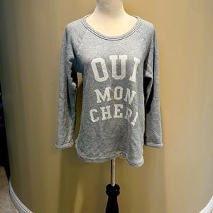 J.Crew Oui Mon Cherie French Terry Sweatshirt.  S